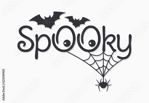 halloween vintage lettering Spooky on white background