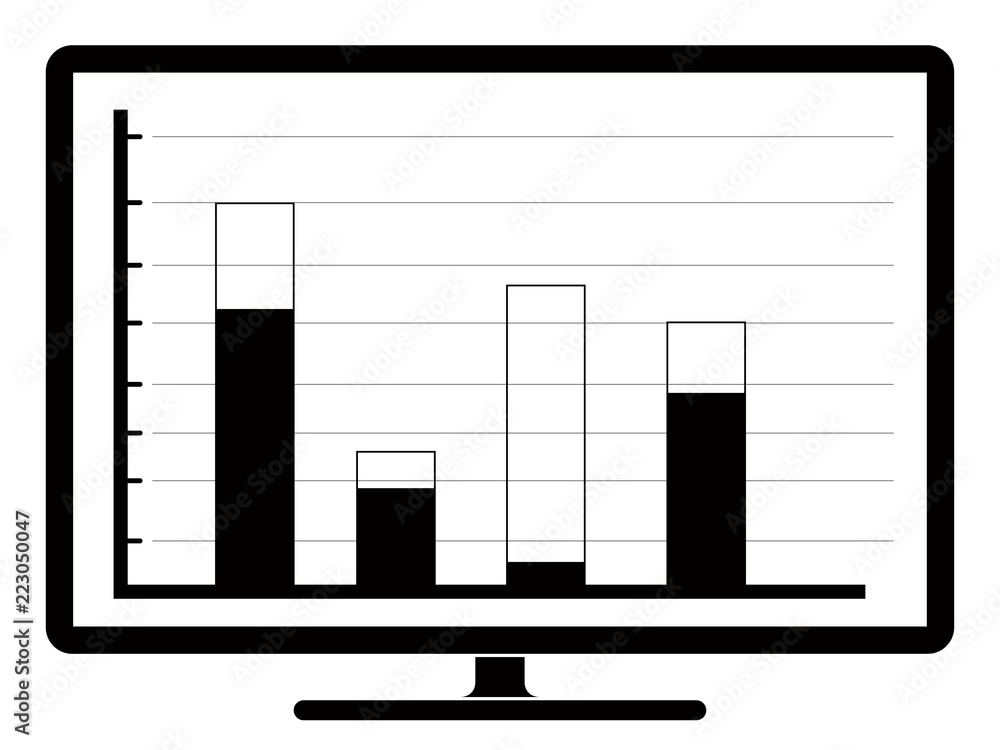 Business graph on a computer screen. Vector illustration design Business graph on a computer screen. Vector illustration design