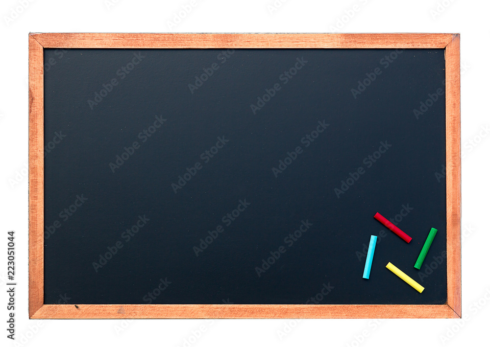 Empty chalkboard texture with colorful chalks, hang on the cement wall. double frame from blackboard and cement wall. image for background, wallpaper and copyspace. bill board wood frame for add text. Empty chalkboard texture with colorful chalks, hang on the cement wall. double frame from blackboard and cement wall. image for background, wallpaper and copyspace. bill board wood frame for add text.