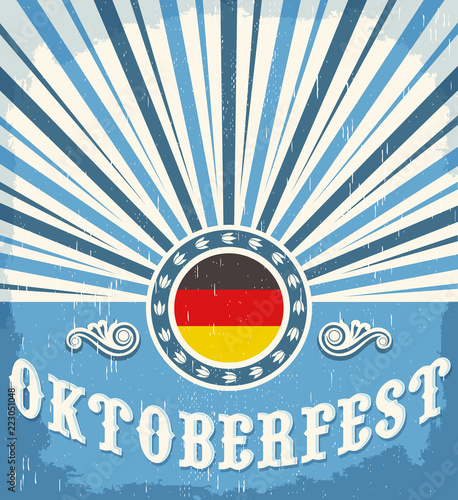 Oktoberfest vintage celebration poster design Vector old paper illustration