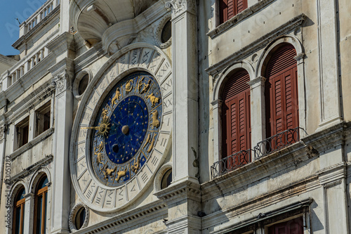 The clock tower of St. Mark square (Torre dell'Orologio di piazza San Marco) in Venice, Veneto, Italy