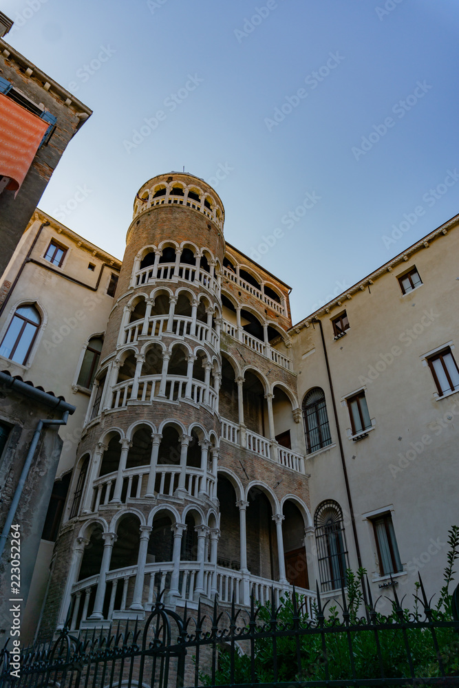 The Scala Contarini del Bovolo of Contarini Palace - beautiful ancient spiral stairway in Venice (UNESCO world heritage site), Veneto, Italy