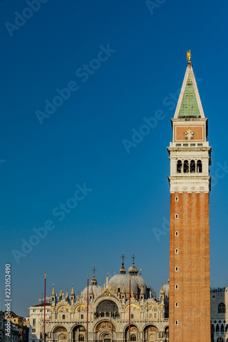 Obraz na płótnie San Marco square with Campanile and Saint Mark's Basilica. The main square of the old town and main travel attractions in Venice, Veneto, Italy w salonie