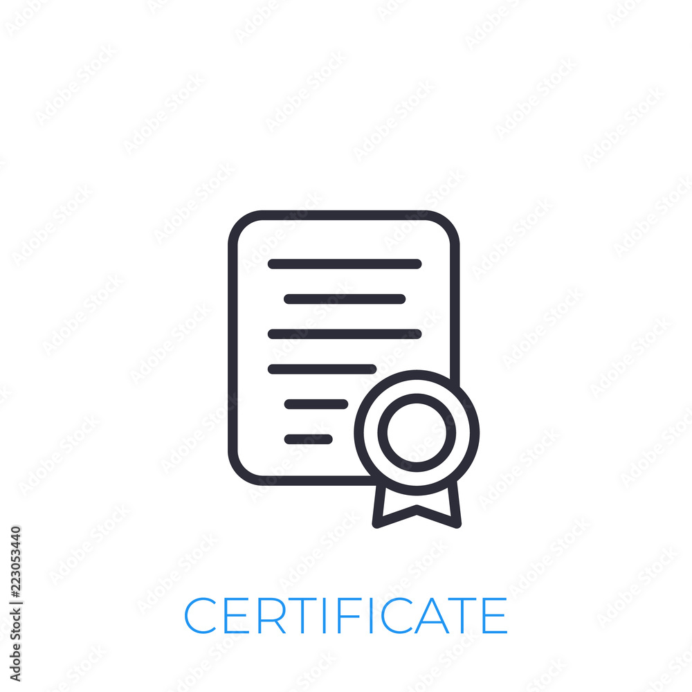 certificate icon, line style certificate icon, line style