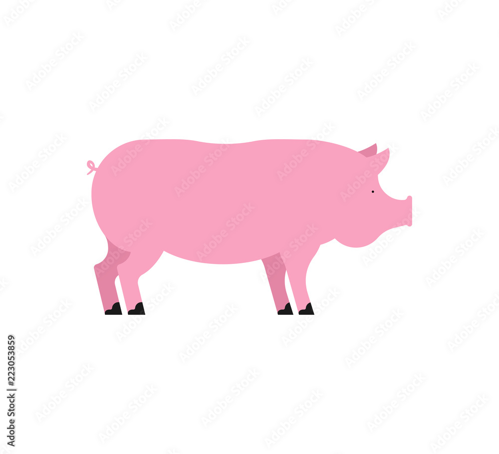 Pig isolated. Piglet pink. Swine Farm animal. Vector illustration Pig isolated. Piglet pink. Swine Farm animal. Vector illustration