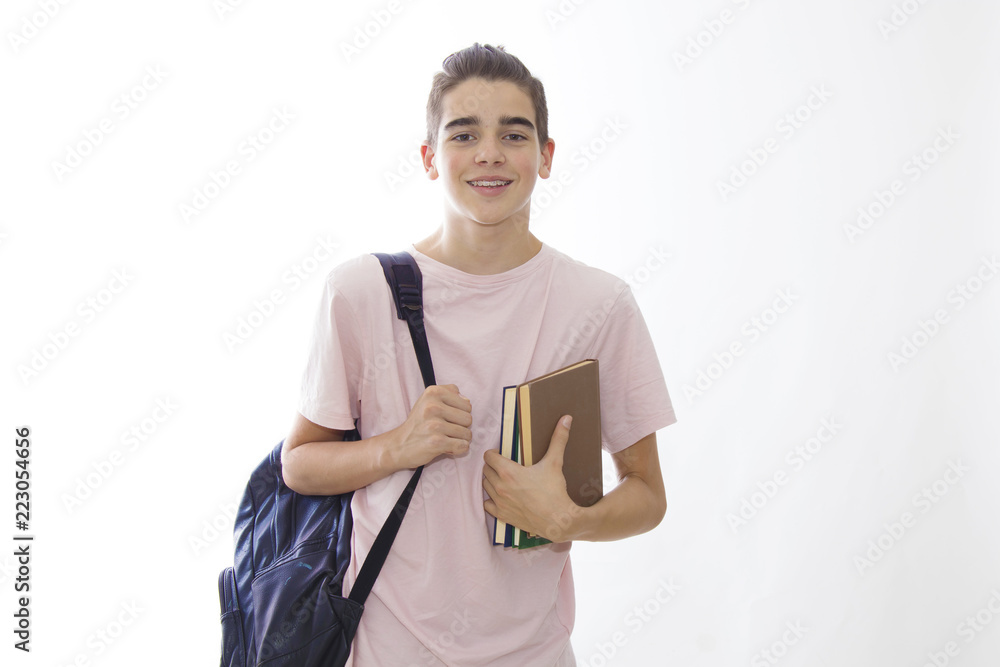 student with books isolated in white background student with books isolated in white background