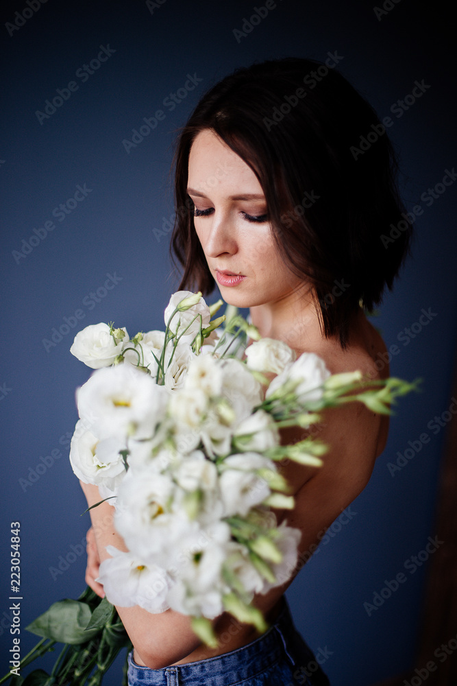 Beautiful girl with a bouquet flowers. Beautiful girl with a bouquet flowers.