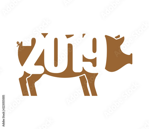 Pig 2019 New Year Symbol year in Chinese calendar