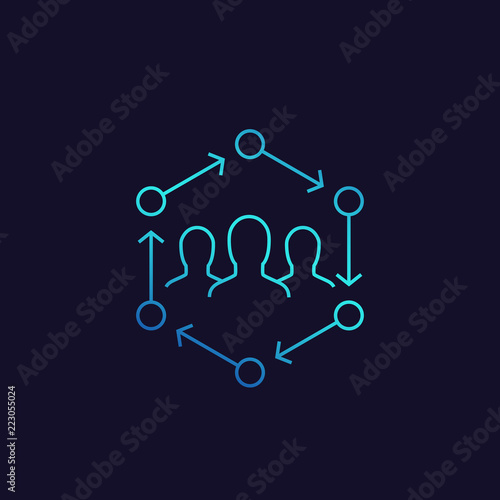 people interacting, vector linear icon
