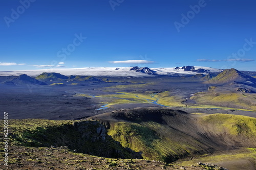 Aussicht auf Gletscher am Laugavegur, Hochland Island.  © Andreas P