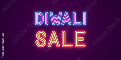 Neon festive inscription for Diwali Sale