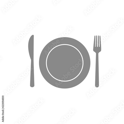 Fork spoon knife plate cafe eating cutlery restaurant eat gray dining room on white background