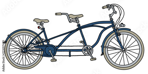 The blue tandem bicycle
