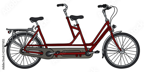The red tandem bicycle