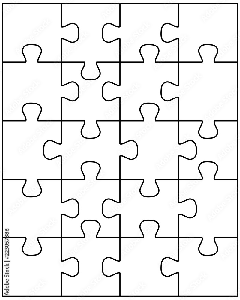 Vector illustration of white puzzle, separate pieces Vector illustration of white puzzle, separate pieces