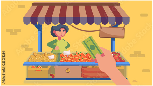 A nice woman sells vegetables