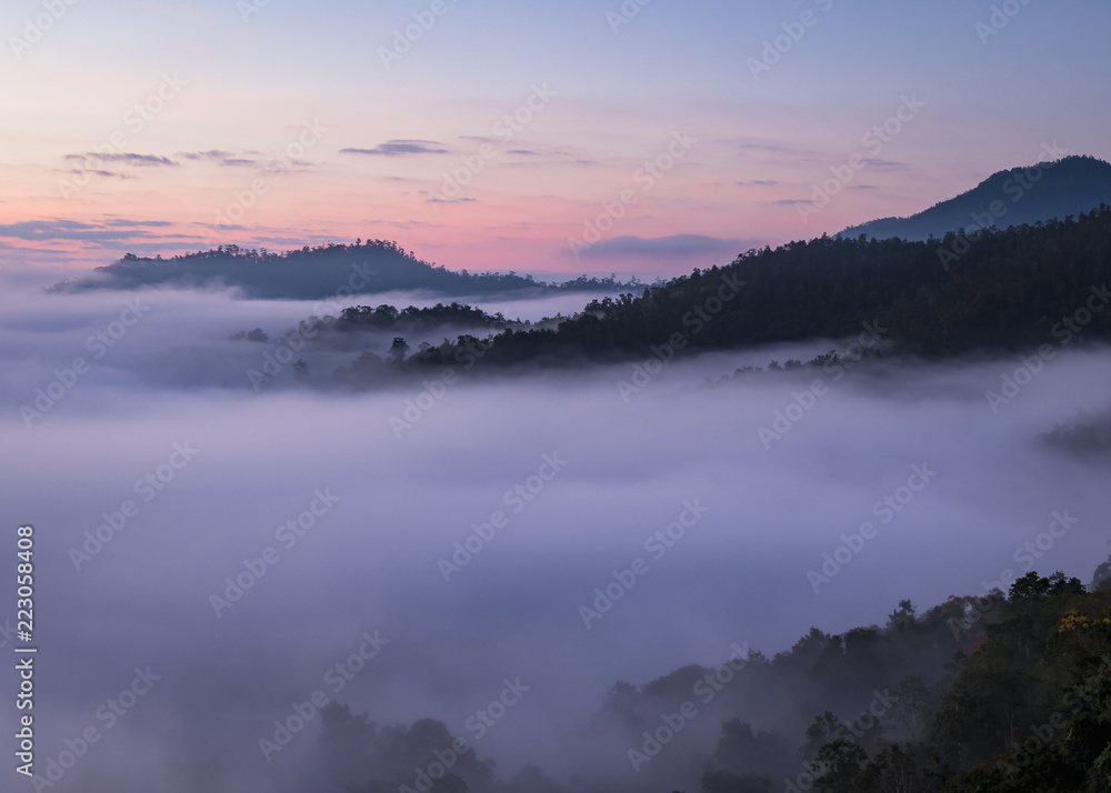 Misty sunrise at Yun Lai Viewpoint, Pai Thailand Misty sunrise at Yun Lai Viewpoint, Pai Thailand