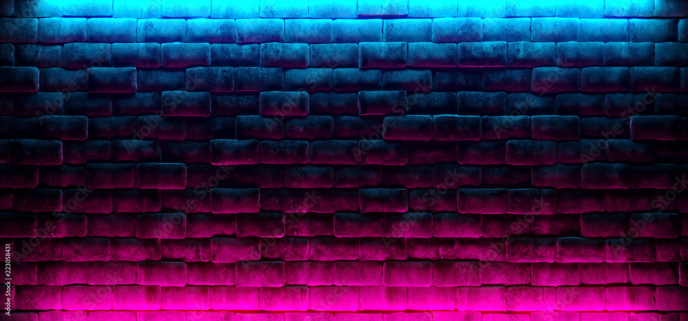 Modern Futuristic Neon Club Purple And Blue Lighted Empty Space Old