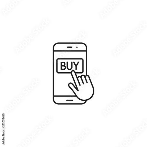 line buy button on mobile icon on white background