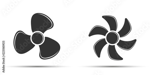 Grey fan icons on a white background