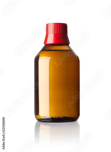 brown medical glass bottle , isolated on white