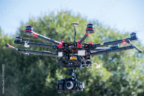 Flying drones exhibit in air show