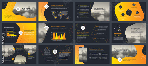 Elements of infographics for presentations templates. Annual report, leaflet, book cover design. Brochure layout, flyer template design. Corporate report, advertising template in vector Illustration. 