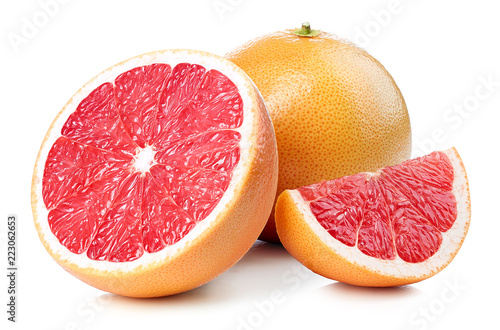 Whole and sliced grapefruit