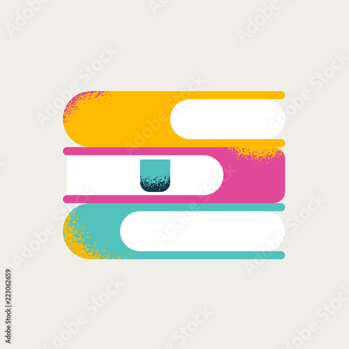 Vector Set of Colorful Vertical Stacks of three Books in flat.Education Infographic Template Design with Books Pile. Book Icons in Flat style isolated from white background