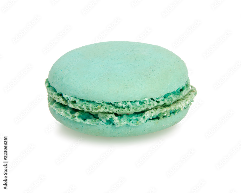 blue macaroon isolated on the white background