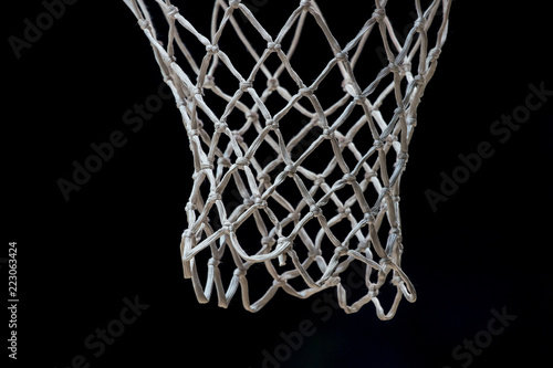 Empty Swooshing Basketball Net Close Up with Dark Background