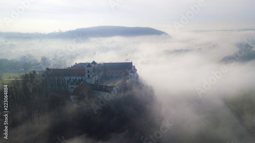 Benedictine abbey in Tyniec in the fog