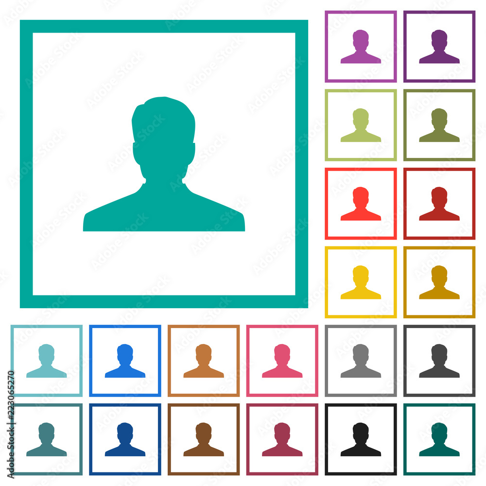 Anonymous avatar flat color icons with quadrant frames Anonymous avatar flat color icons with quadrant frames
