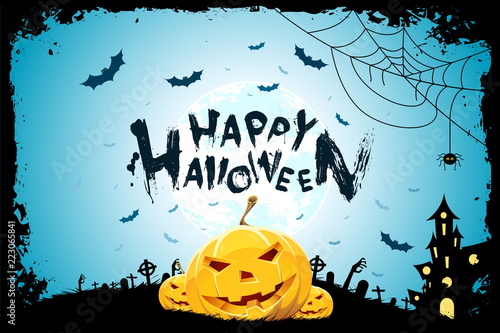 Halloween Background with Pumpkins