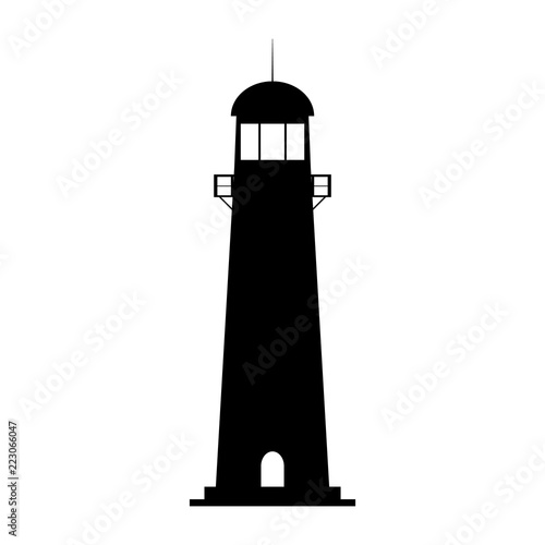Lighthouse icon, silhouette, logo on white background