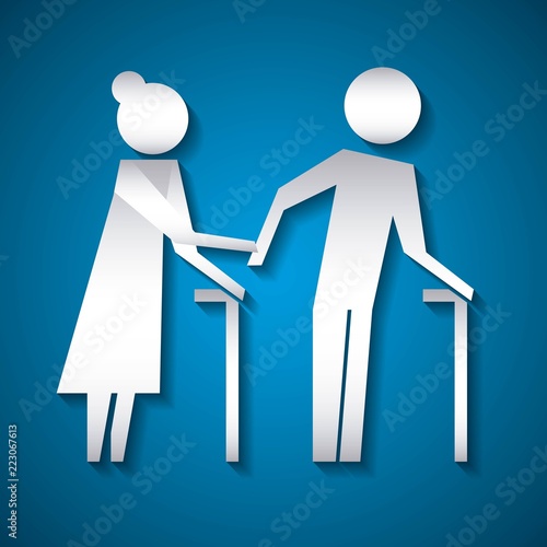 elderly couple with walk cane family protection