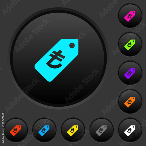 Turkish Lira price label dark push buttons with color icons