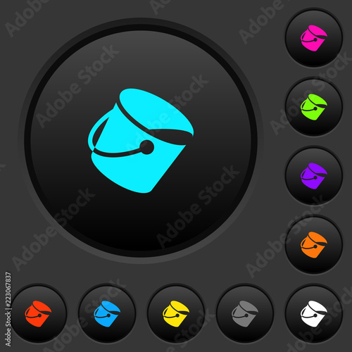 Paint bucket dark push buttons with color icons