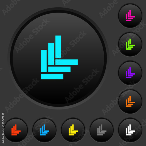 Parquet pattern dark push buttons with color icons