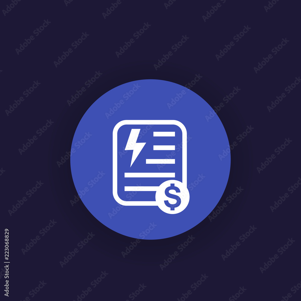 electricity utility bill icon, vector electricity utility bill icon, vector
