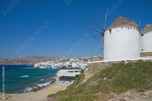 Chora village ( Windmills ) - Mykonos Cyclades island - Aegean sea - Greece