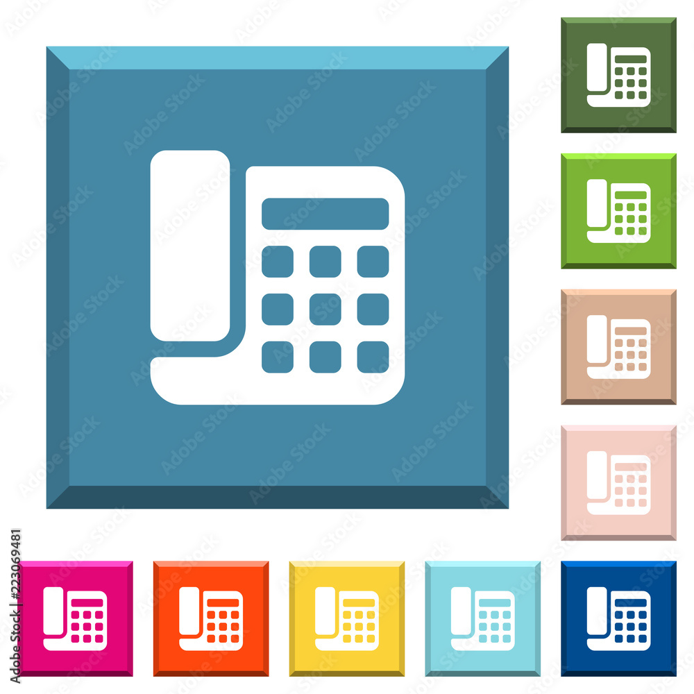 Office phone white icons on edged square buttons Office phone white icons on edged square buttons