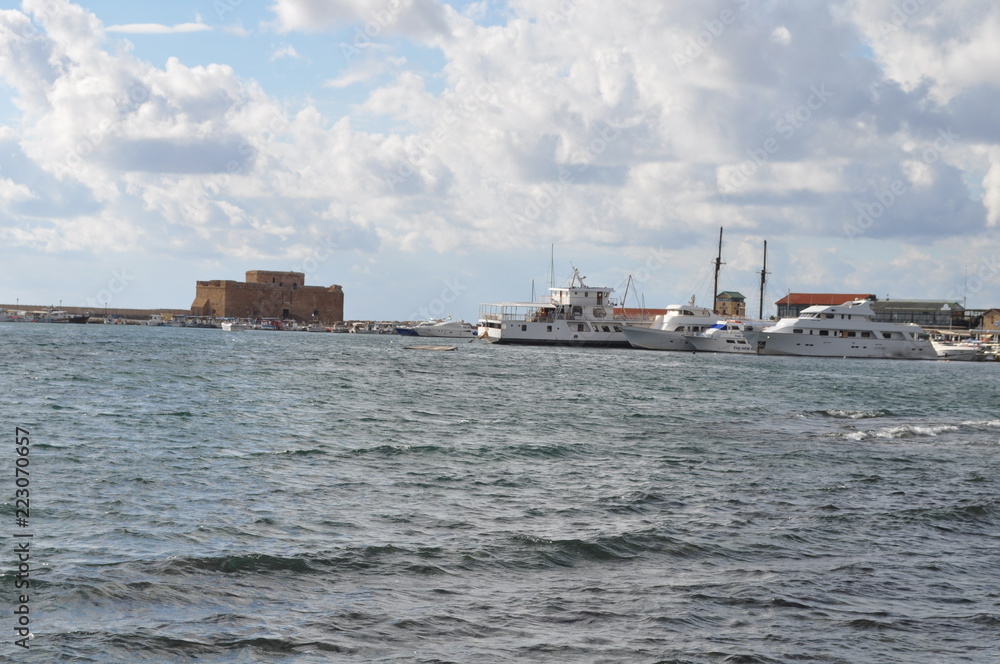 The beautiful ports old, Castle of Pafos in Cyprus