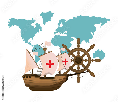 ship transport with global map and rudder