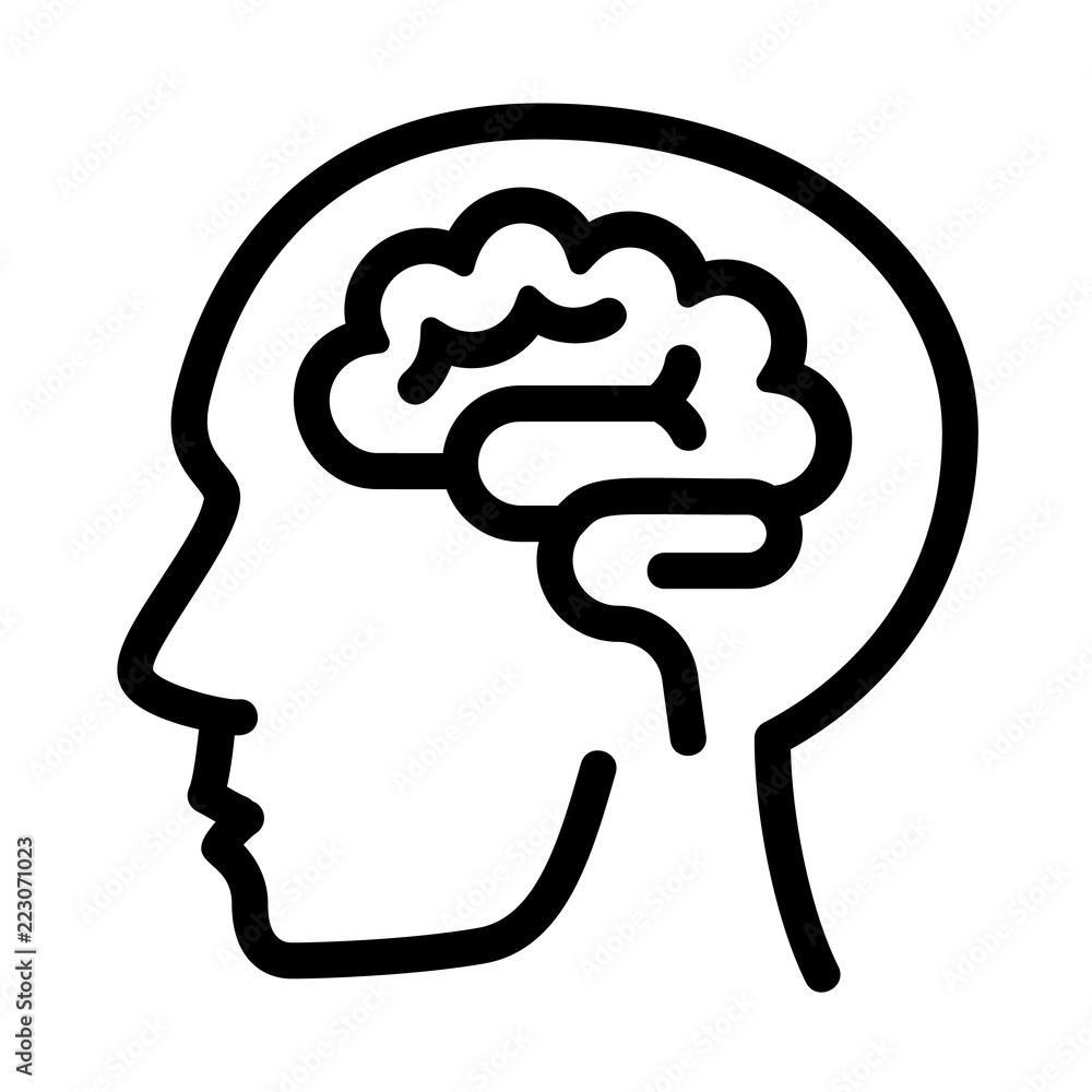 Human think brain icon. Outline human think brain vector icon for web  design isolated on white background Stock-Vektorgrafik | Adobe Stock