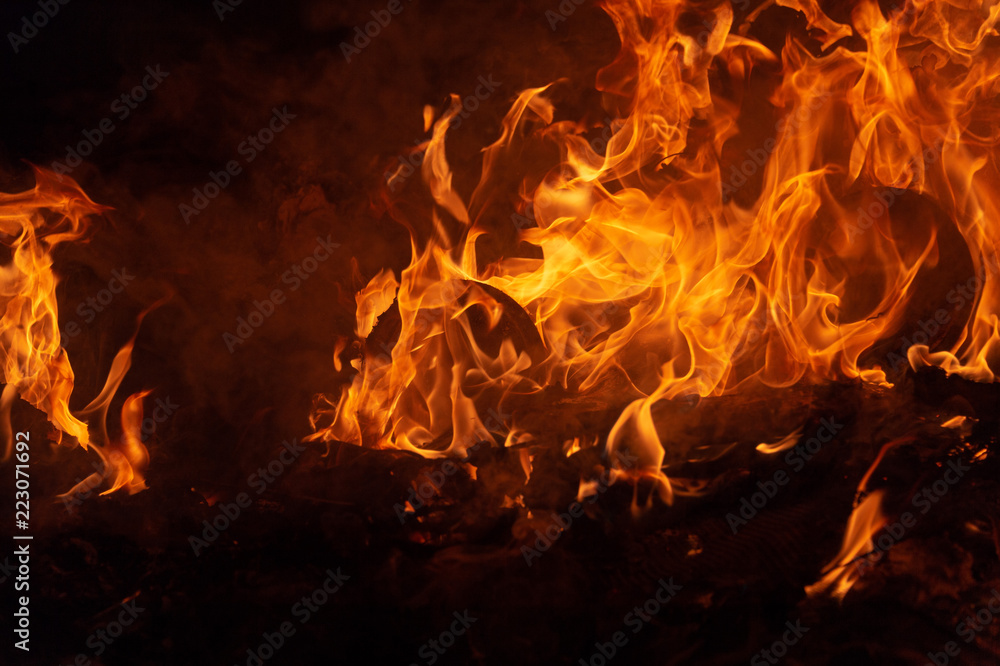 Flame of fire on a black background Flame of fire on a black background