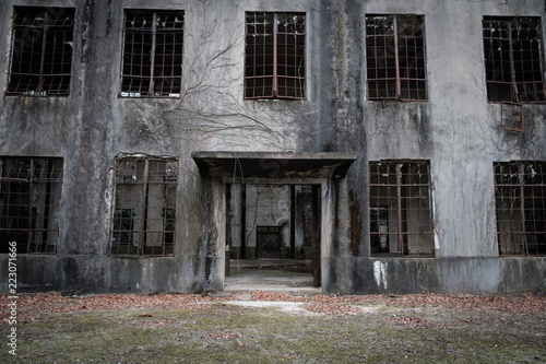 MIYAJIMA, JAPAN - FEB 04, 2018: Abandoned poison factory of war in Miyajima Rabbit island © nicomaderna