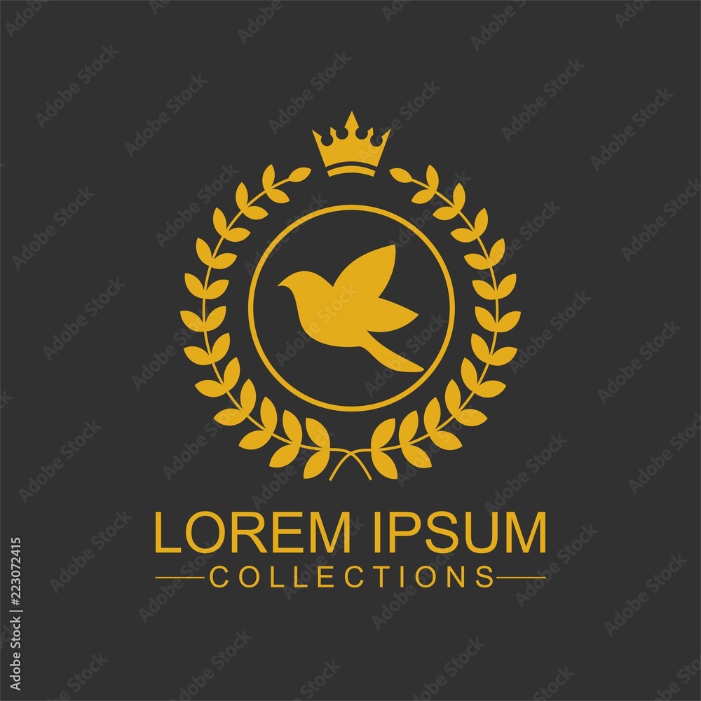 Fototapeta premium Luxury Bird Logo template in vector for Restaurant, Royalty, Boutique, Cafe, Hotel, Heraldic, Jewelry, Fashion and other vector illustration