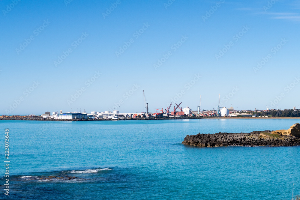 Timaru Port with ships docked at the wharf