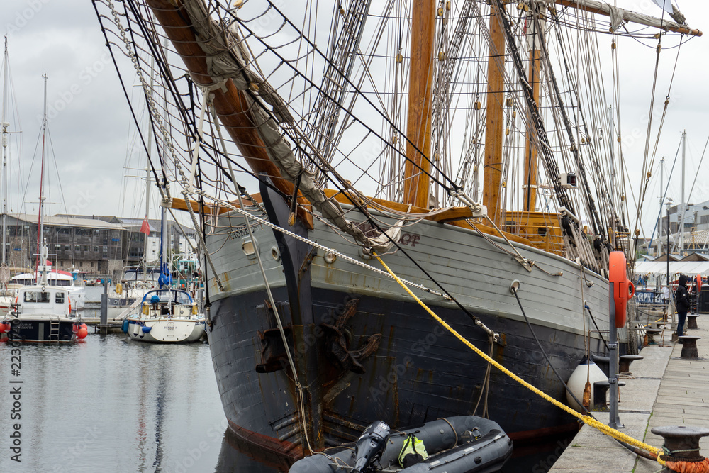 Ship Kaskelot in dock at Plymouth Harbour, Barbican, Plymouth, Devon, United Kingdom, 20th August 2018